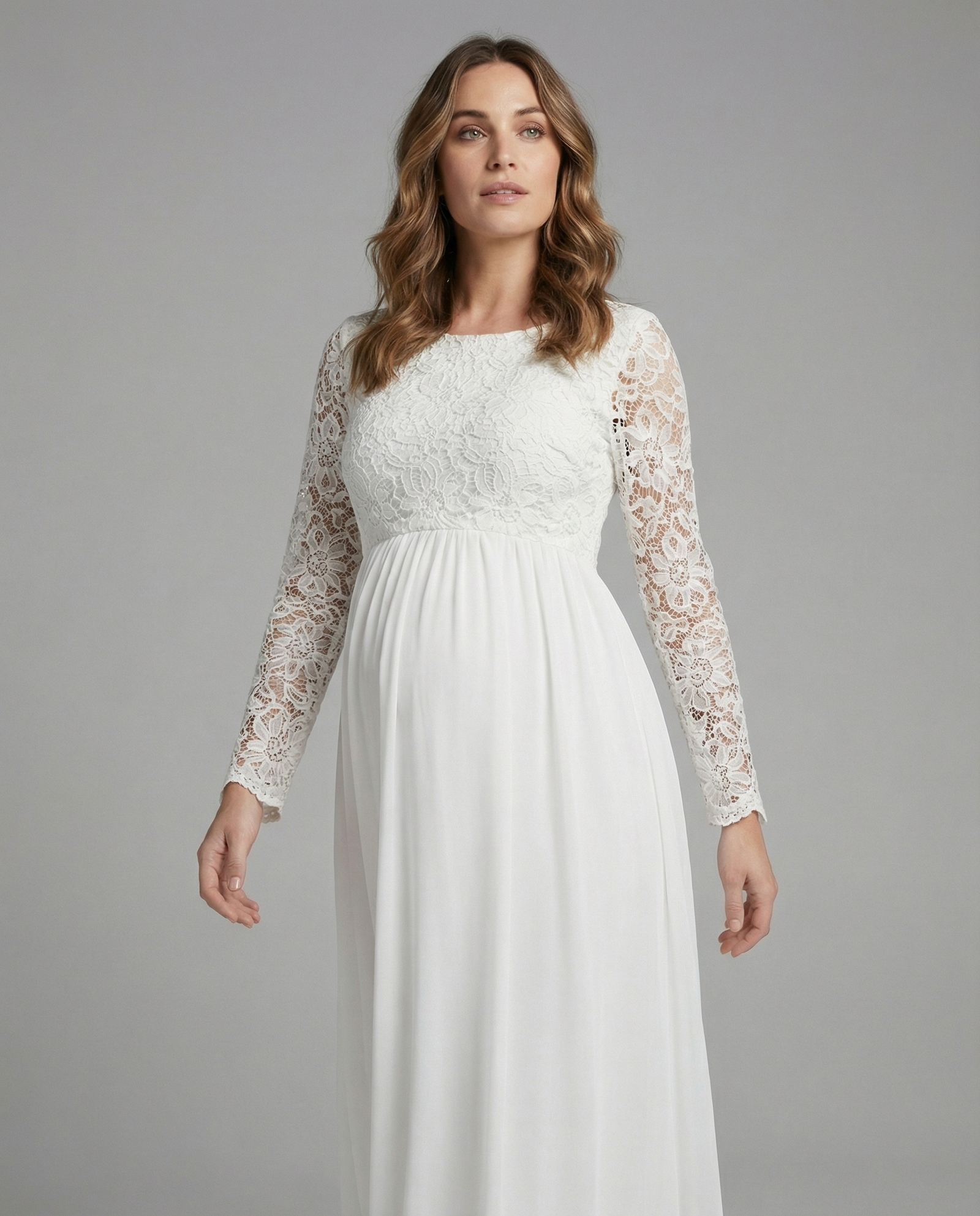 Robe Longue Maternité Élégante à Manches Longues pour Femme Enceinte 3