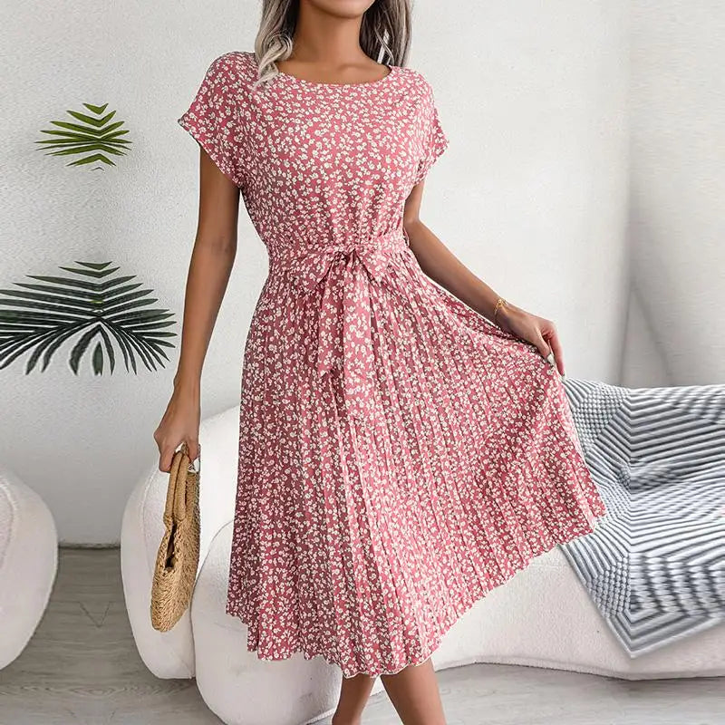 Robe Longue Plissée à Fleurs pour Femmes Chic 10
