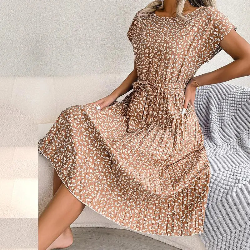 Robe Longue Plissée à Fleurs pour Femmes Chic 14