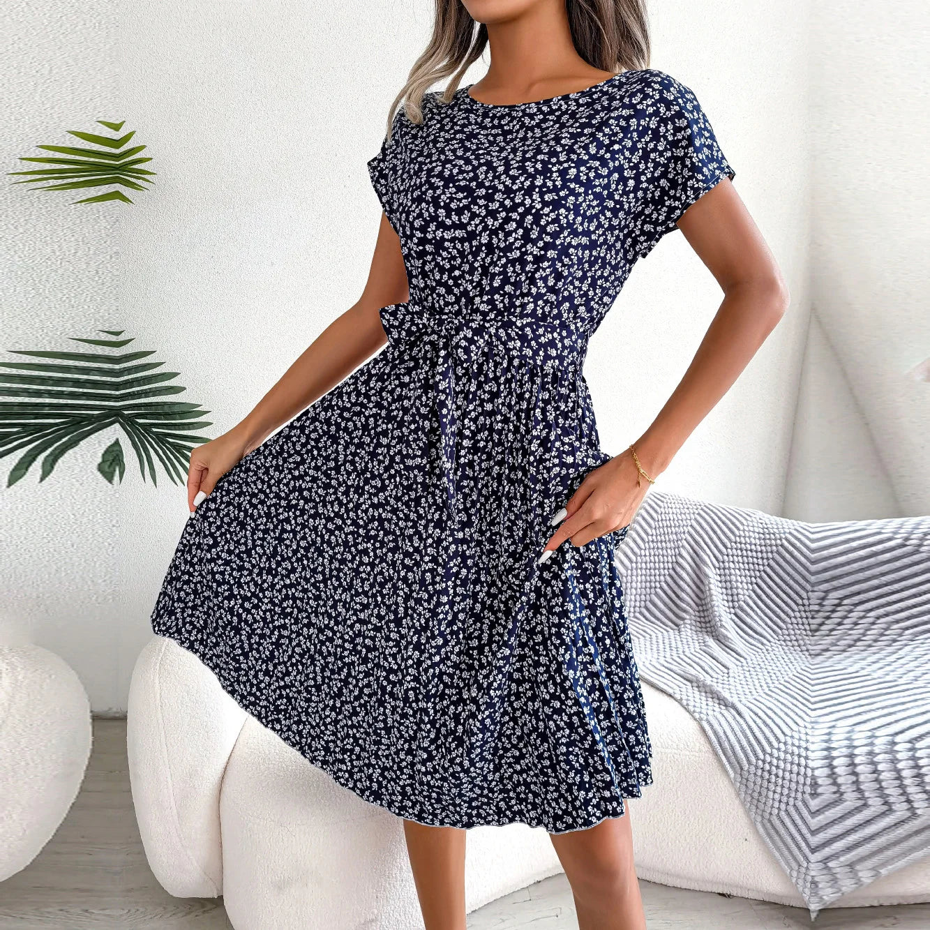 Robe Longue Plissée à Fleurs pour Femmes Chic 9
