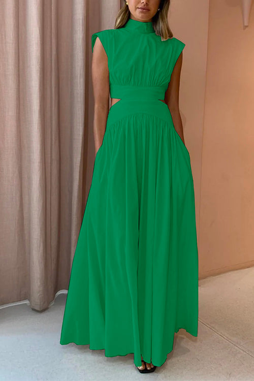 Robe Longue Trapèze à Col Montant pour Femme 1