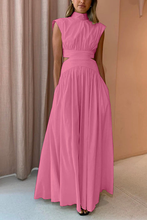 Robe Longue Trapèze à Col Montant pour Femme 3