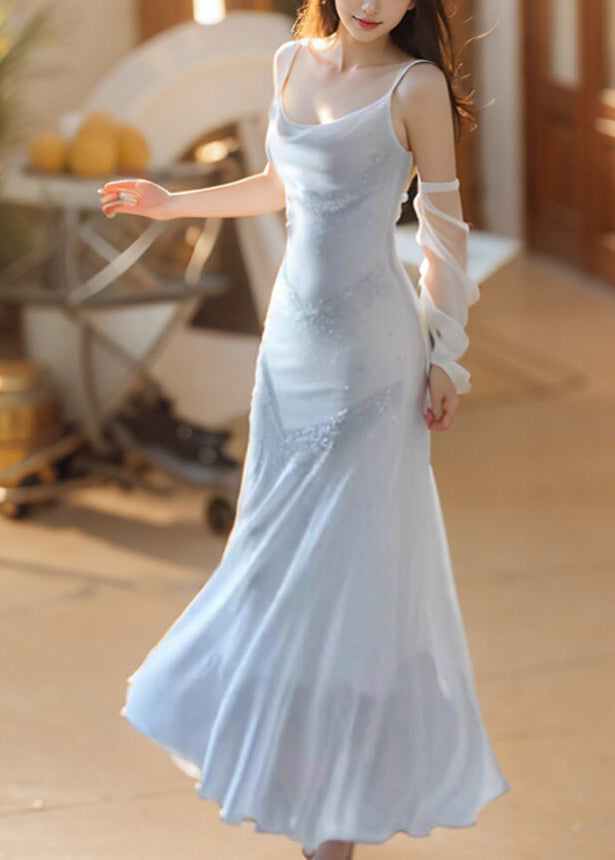 Robe Longue Tunique Ajustée à Bretelles Spaghetti 2