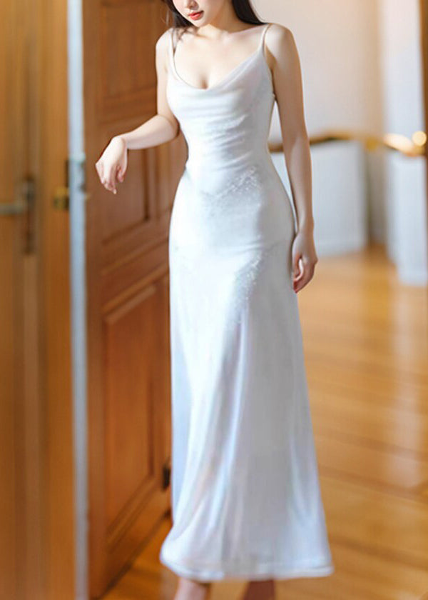 Robe Longue Tunique Ajustée à Bretelles Spaghetti 3