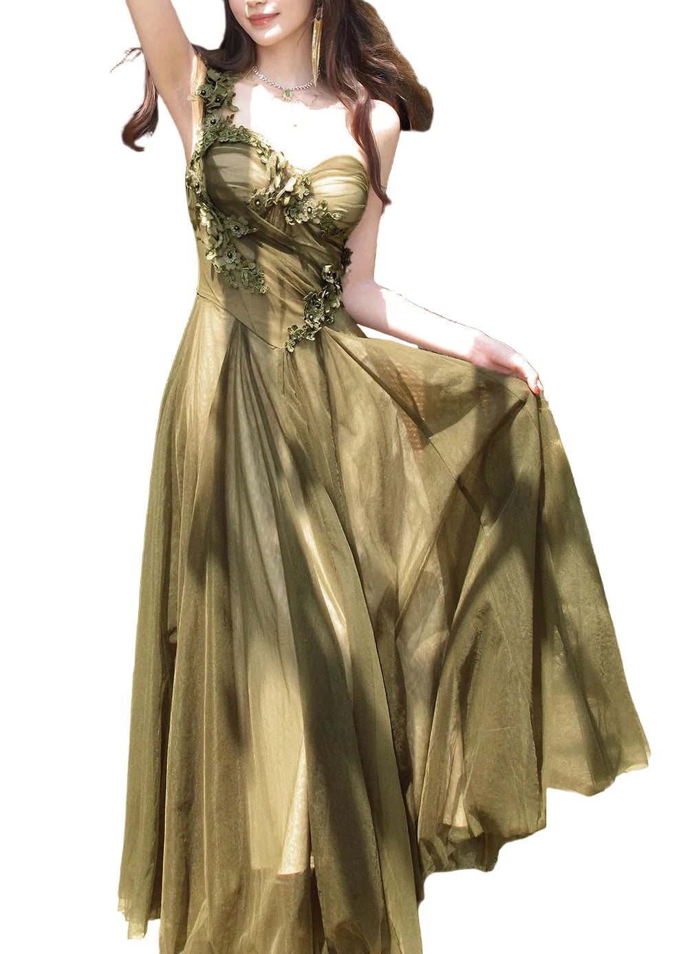 Robe Longue à Bretelles Spaghetti Motif Floral 0