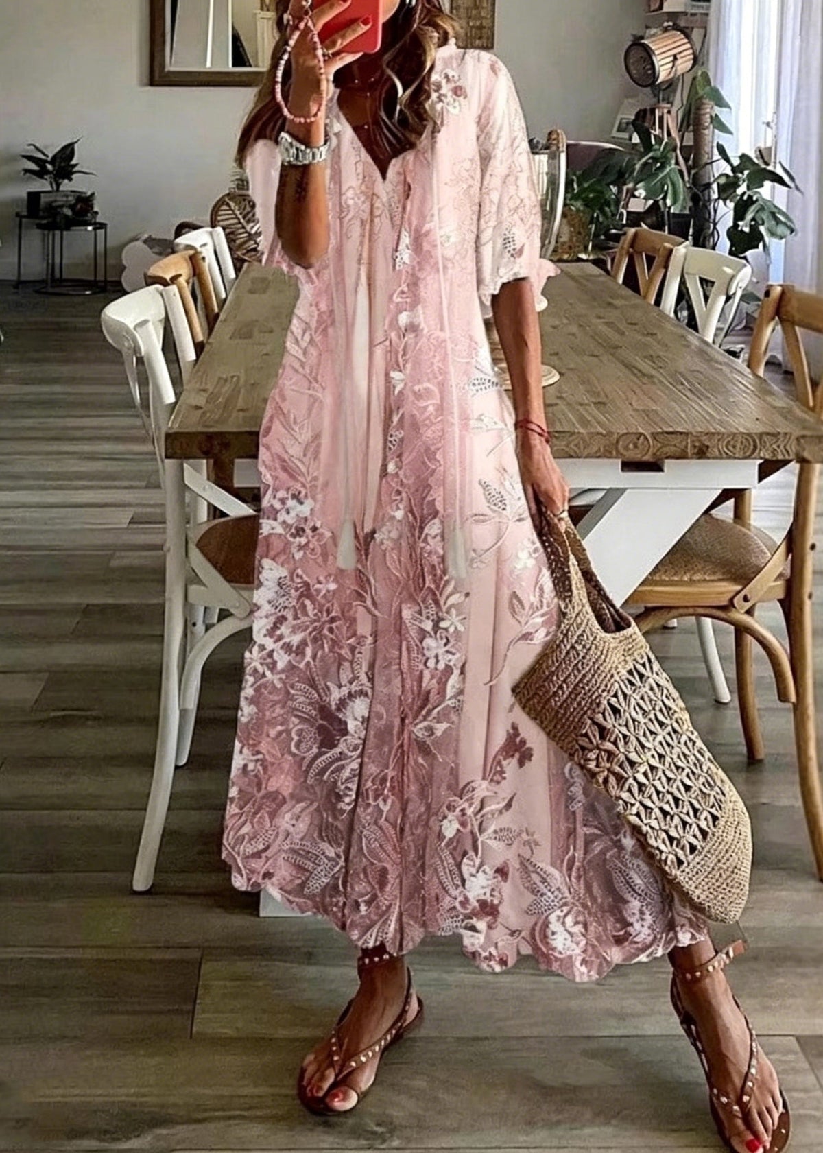 Robe Longue à Col en V pour Femme 2