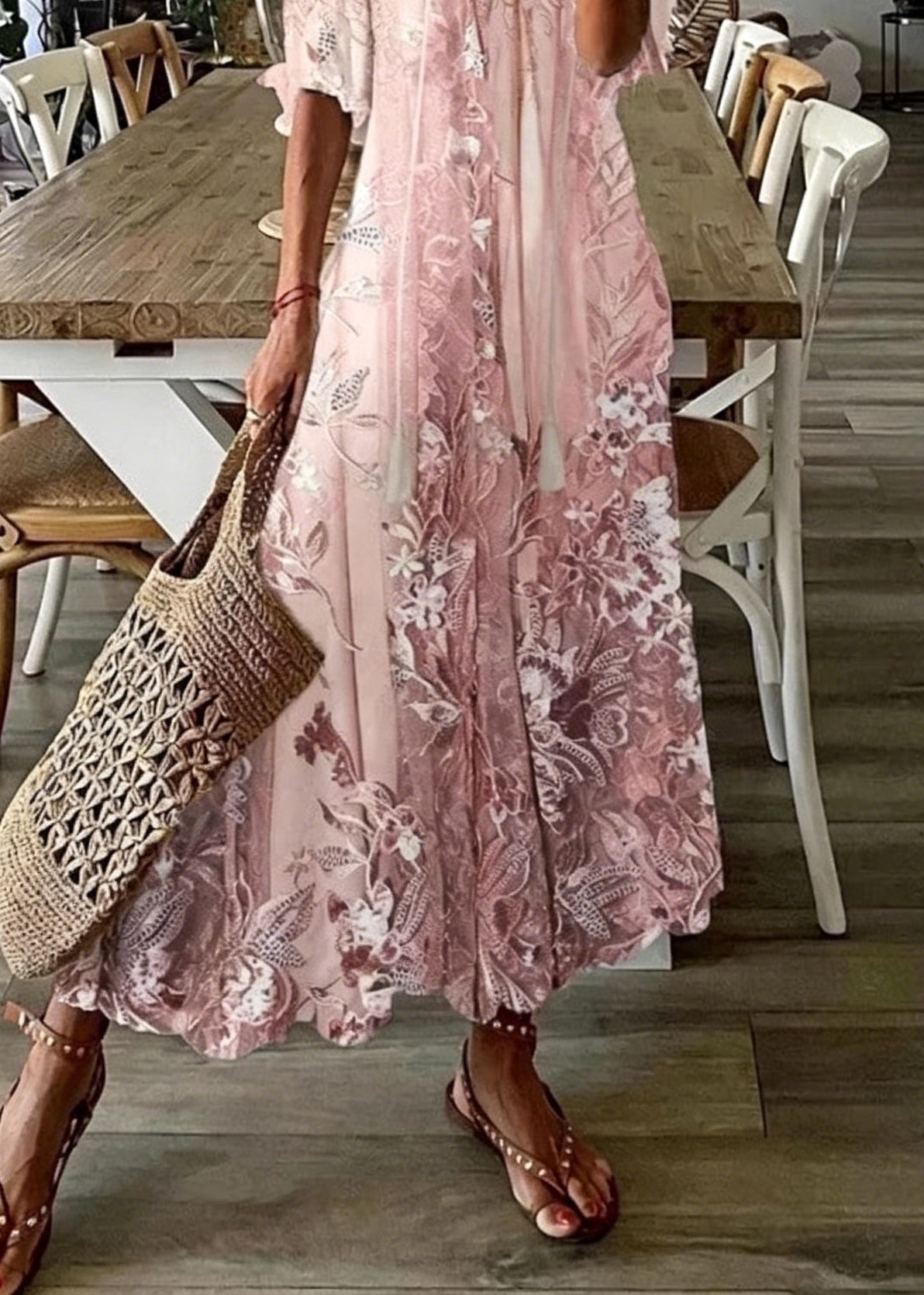 Robe Longue à Col en V pour Femme 3