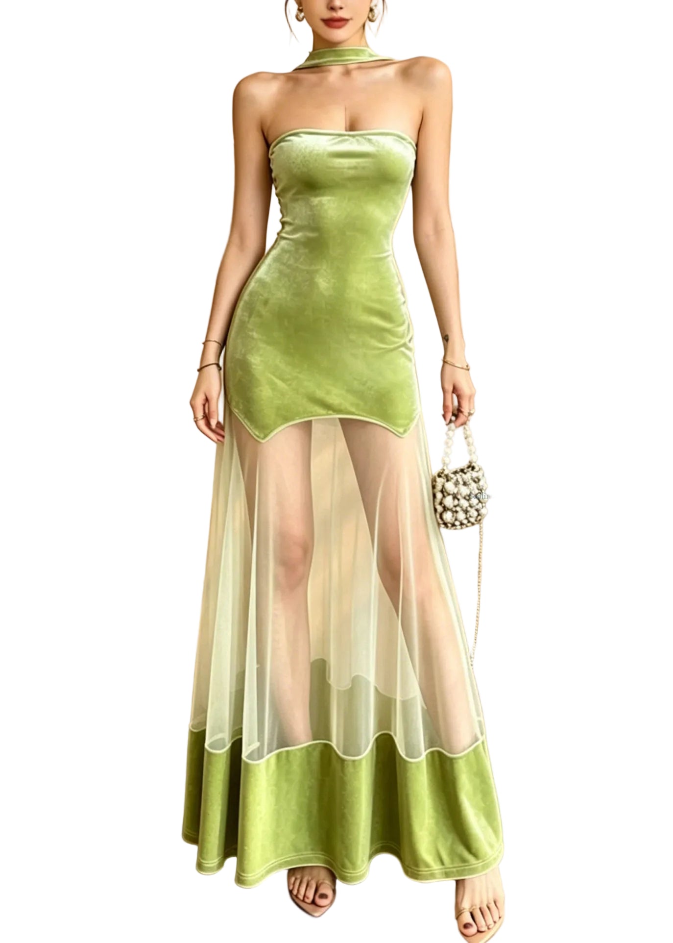 Robe Longue à Épaules Dénudées pour Femme 0