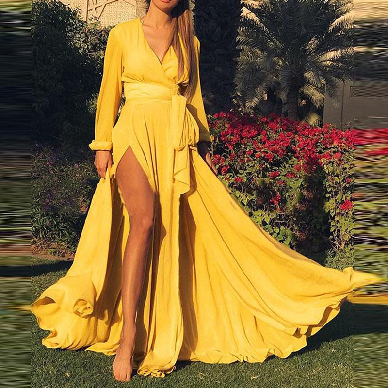 Robe Longue à Fente pour Femme Chic 2