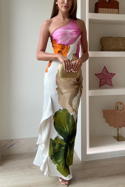 Robe Longue à Imprimé Floral Drapée 6