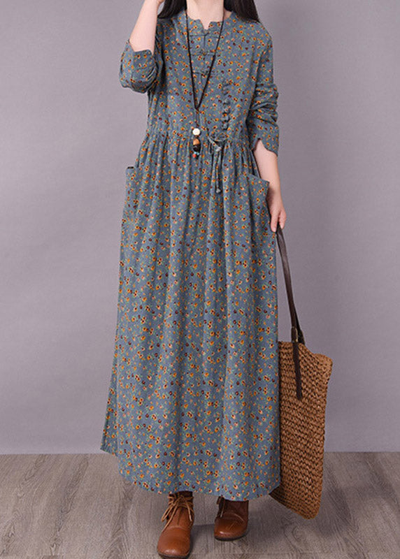 Robe Longue à Manches Longues avec Ceinture et Imprimé pour Femme 2