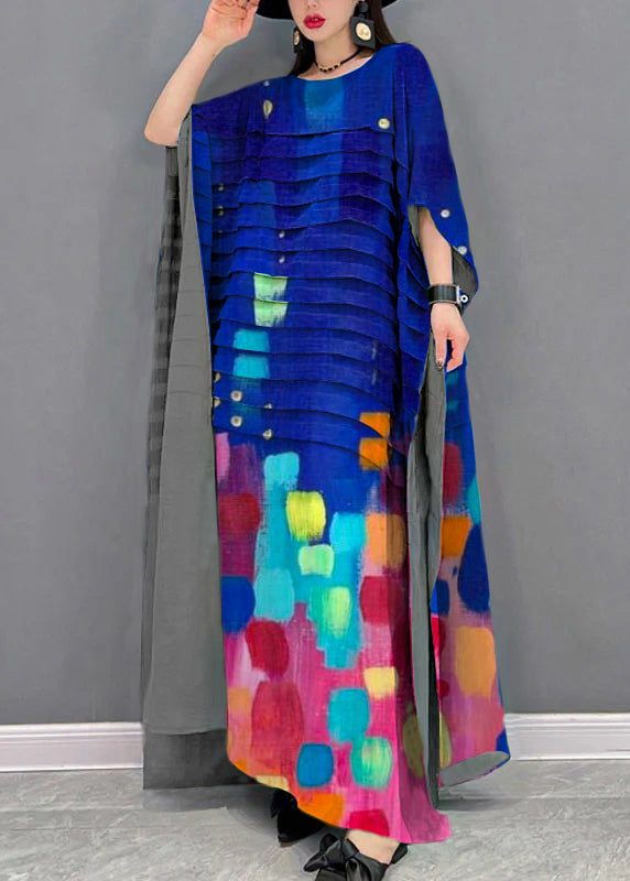 Robe Longue à Rayures en Chiffon pour Femme avec Manches Chauve-Souris 10