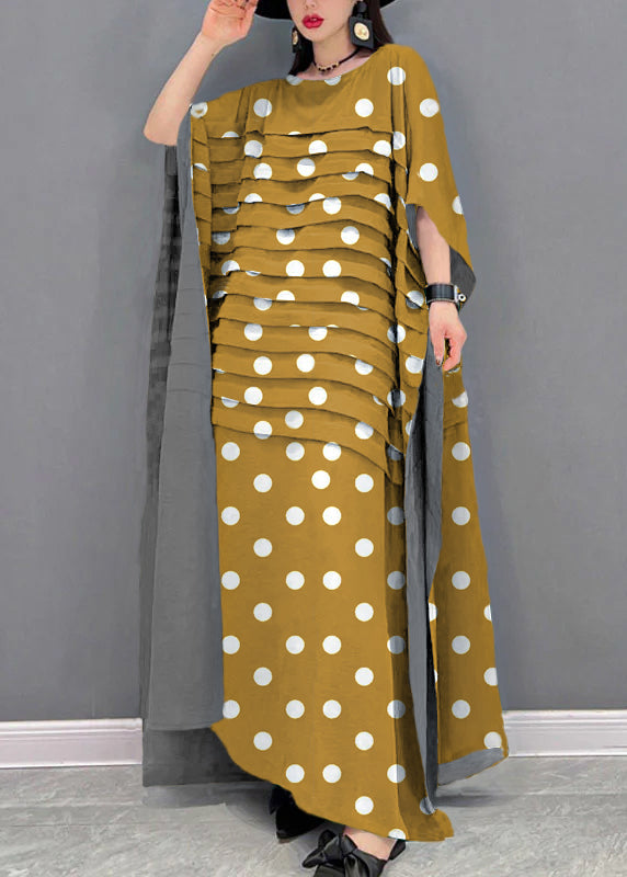 Robe Longue à Rayures en Chiffon pour Femme avec Manches Chauve-Souris 9