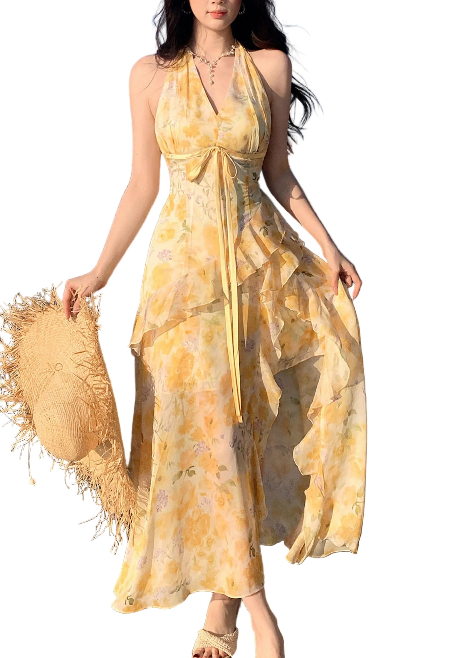 Robe Longue à Volants Imprimé 1