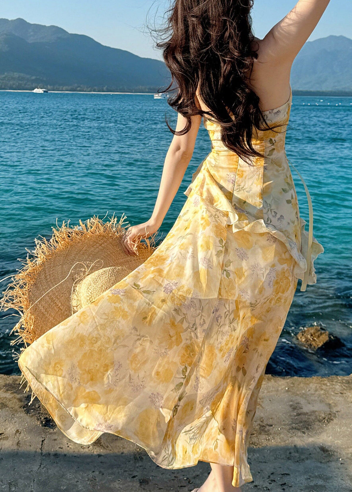 Robe Longue à Volants Imprimé 4