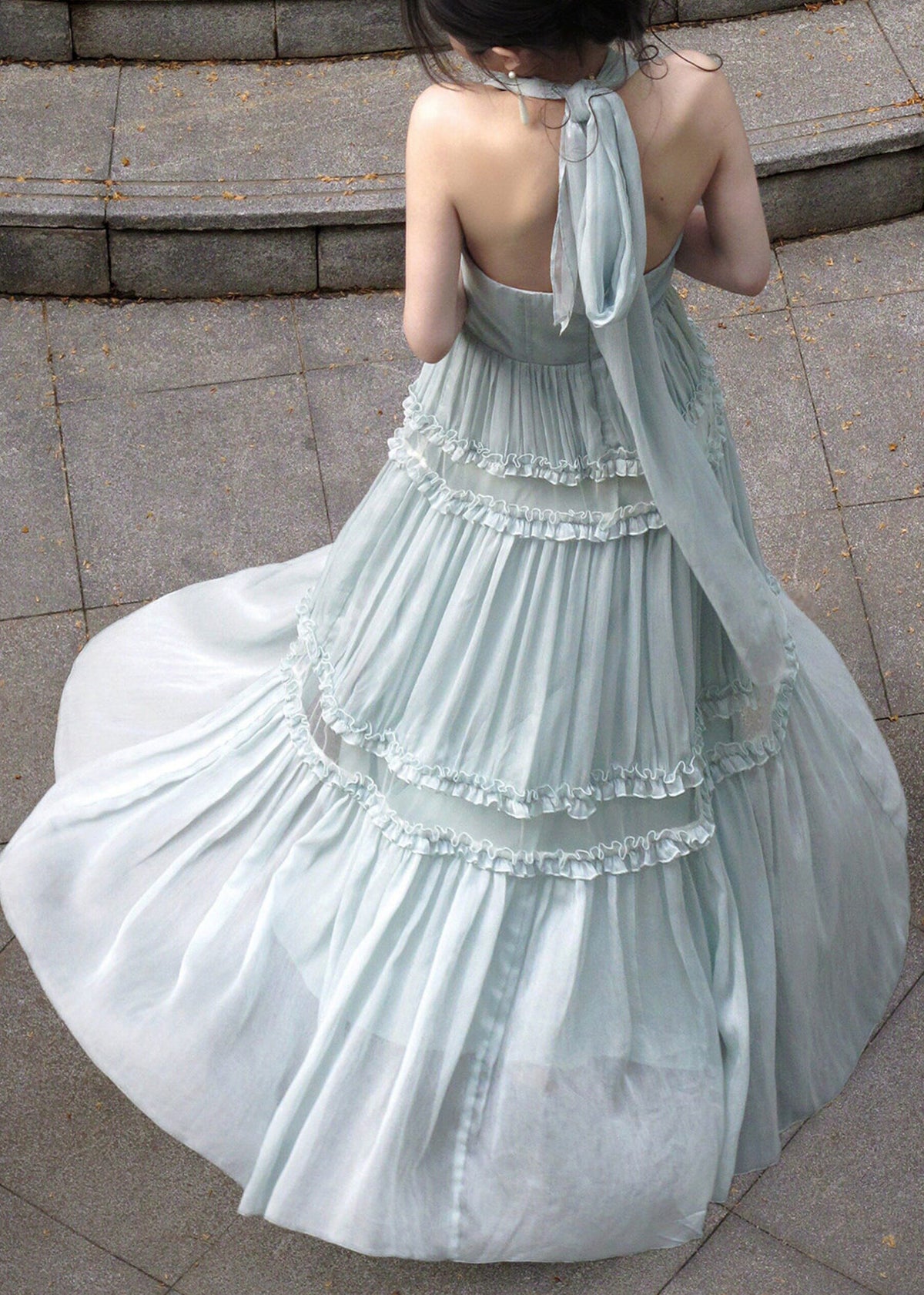 Robe Longue à Volants Sans Manches 4