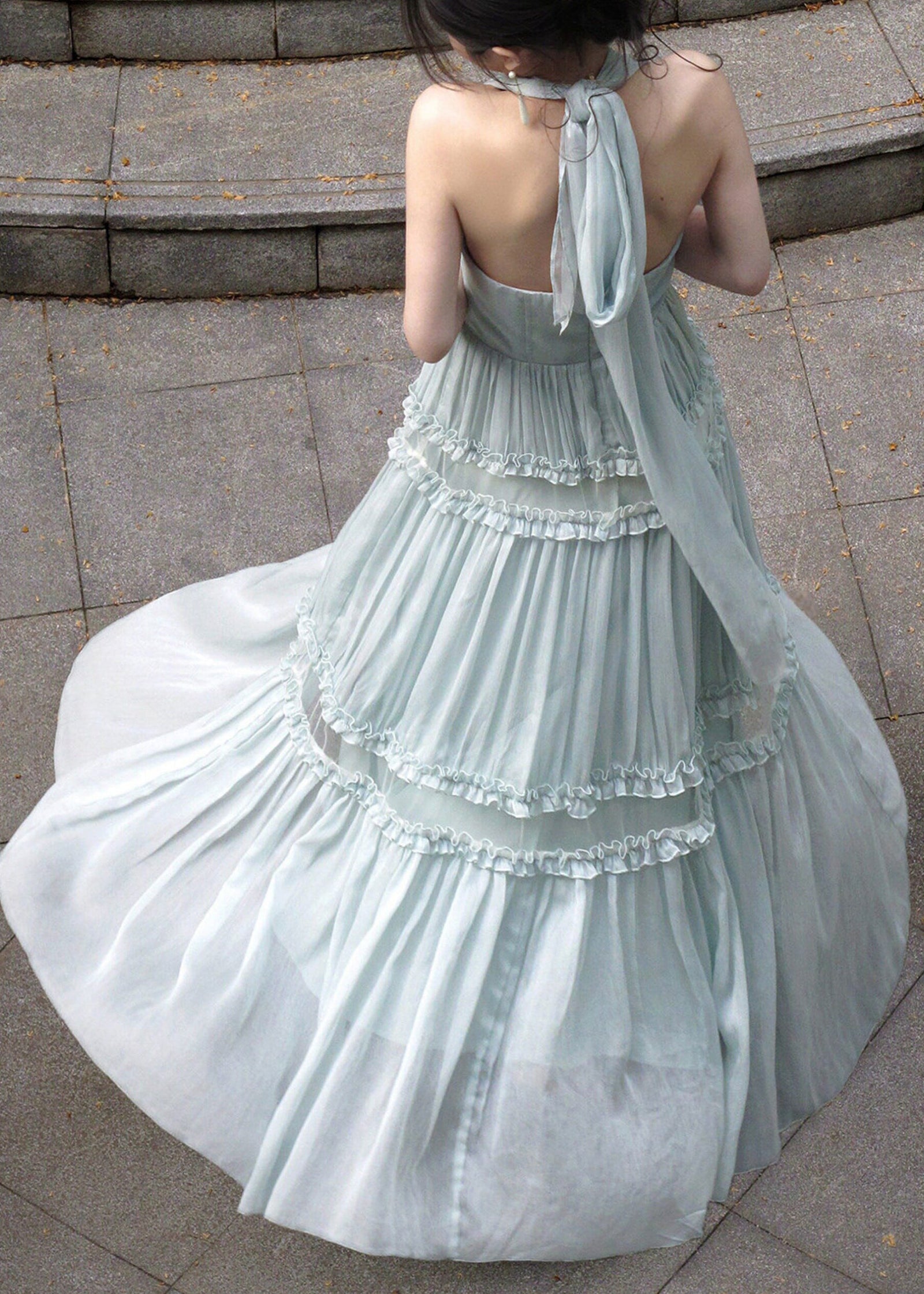 Robe Longue à Volants Sans Manches 4