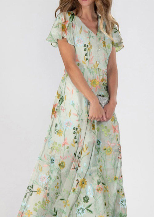 Robe Longue d'Été à Col en V pour Femme 1