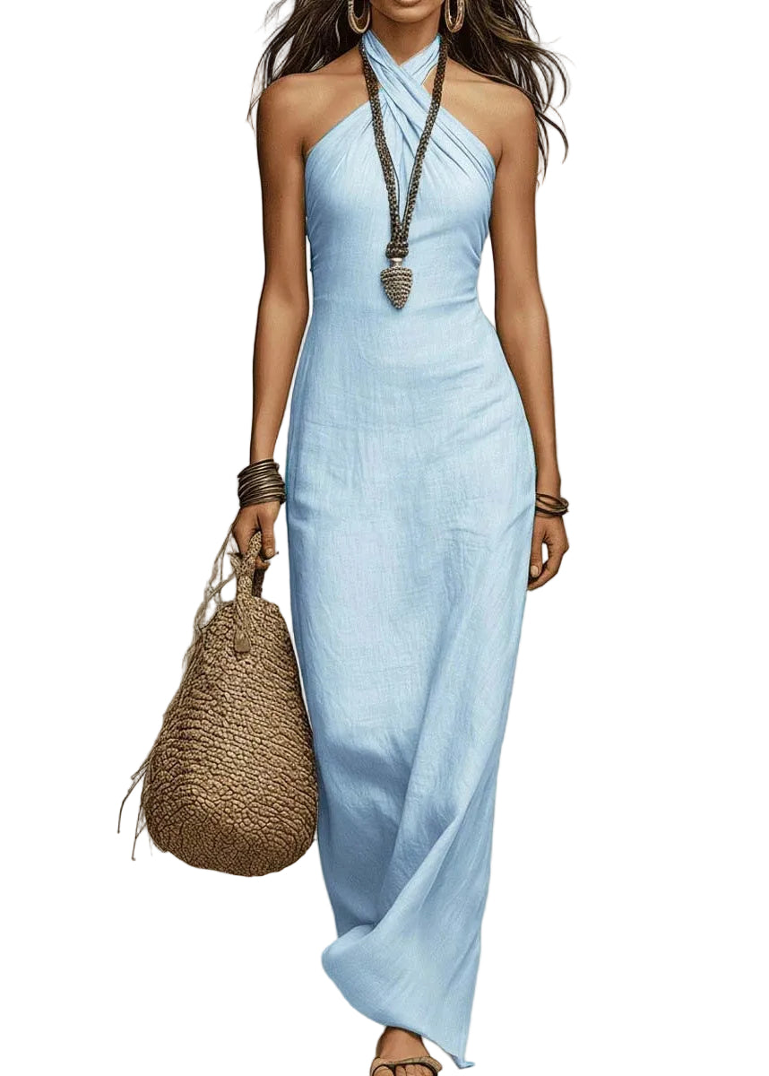 Robe Longue d'Été à Licou pour Femme 2