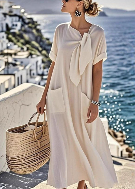 Robe Longue d'Été avec Poches à Nœud pour Femme 0