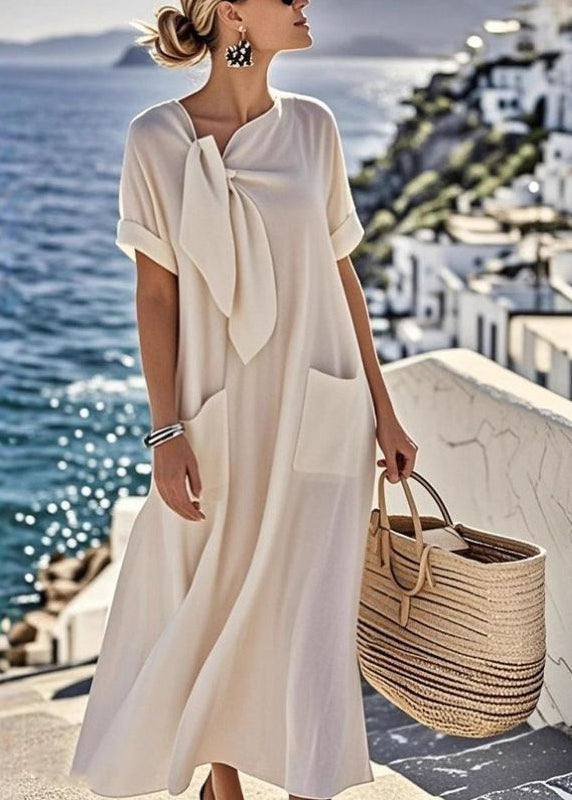 Robe Longue d'Été avec Poches à Nœud pour Femme 2