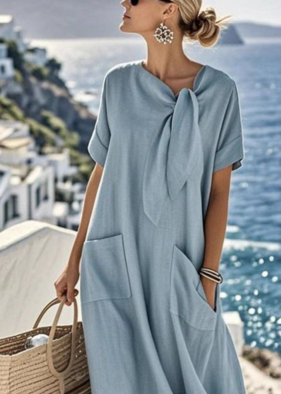 Robe Longue d'Été avec Poches à Nœud pour Femme 3