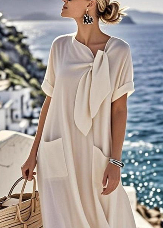 Robe Longue d'Été avec Poches à Nœud pour Femme 4