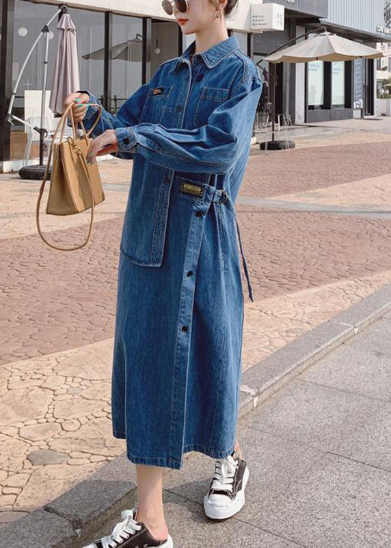 Robe Longue en Denim à Manches Longues pour Femme avec Design Asymétrique 3