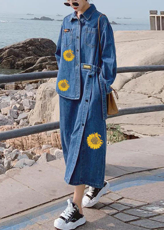 Robe Longue en Denim à Manches Longues pour Femme avec Design Asymétrique 5