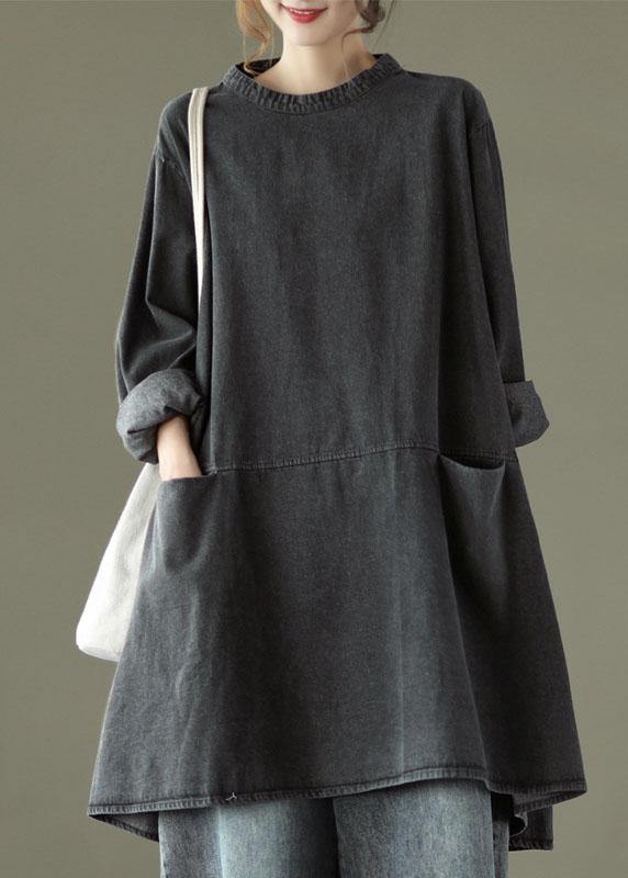 Robe Longue en Jean à Col Rond pour Femme 1