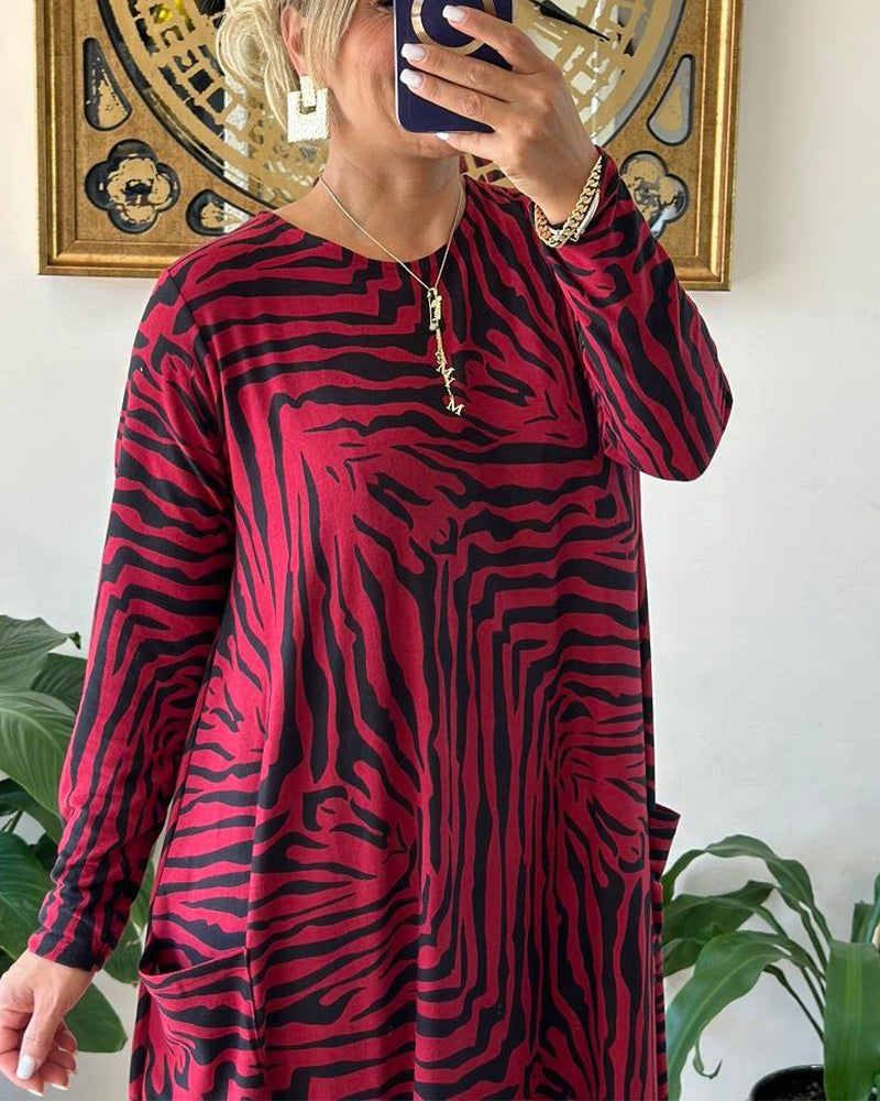 Robe Maxi Femme Chic en Coton avec Imprimé et Poches