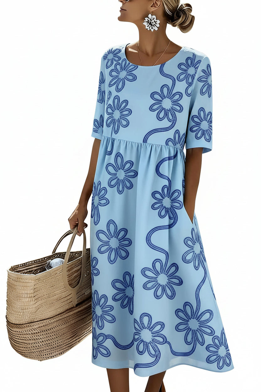 Robe Maxi Femme Col Rond Imprimée 1