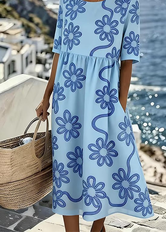 Robe Maxi Femme Col Rond Imprimée 3