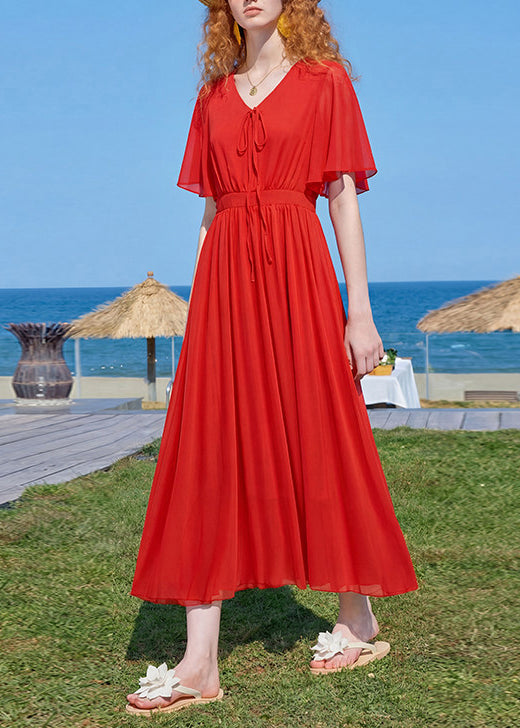 Robe Maxi Femme Col V Froissé Patchwork 2