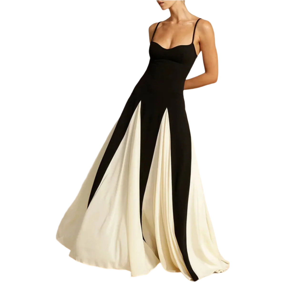 Robe Maxi Femme Élégante en Noir et Blanc 0