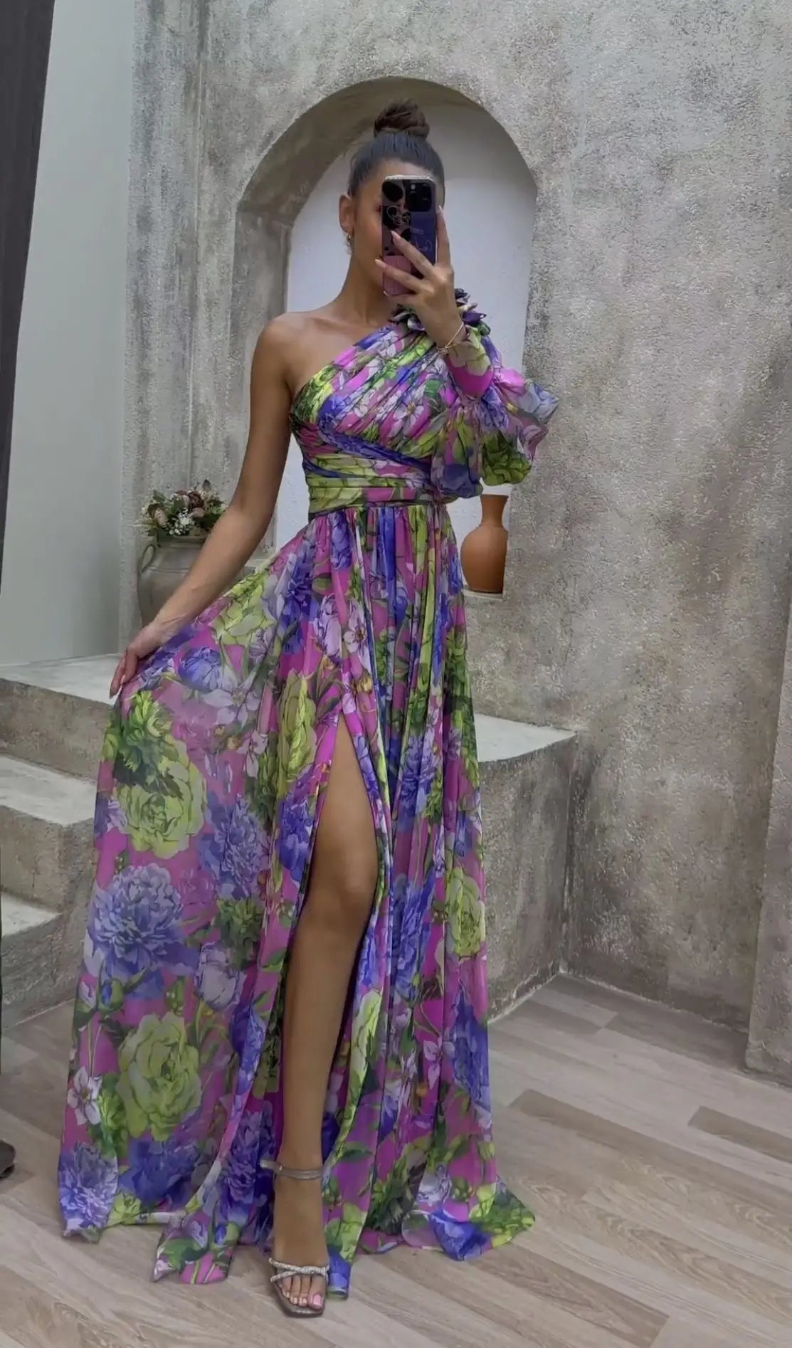 Robe Maxi Femme Off-Shoulder Imprimé Floral