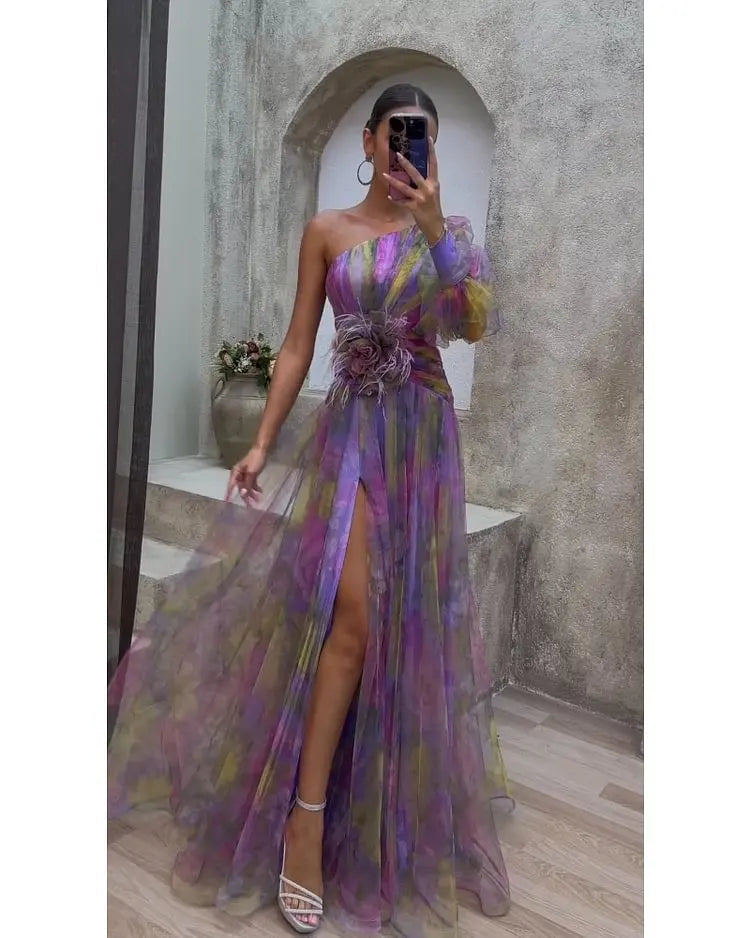 Robe Maxi Femme Off-Shoulder Imprimé Floral