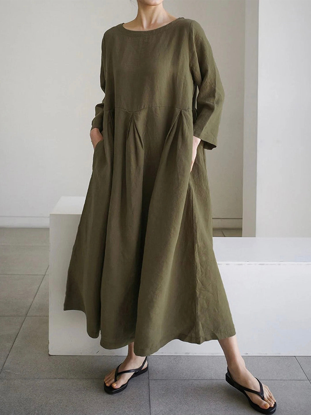 Robe Maxi Femme à Poches Latérales 12