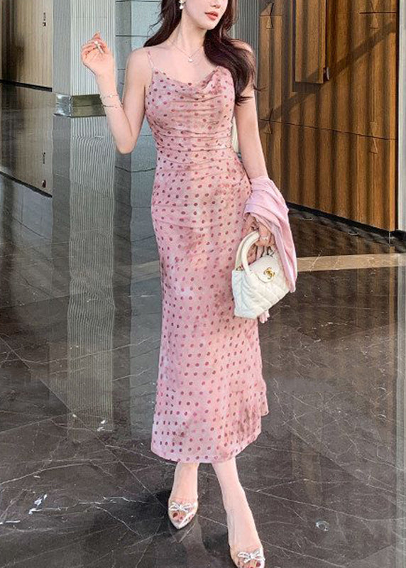 Robe Maxi Femme à Pois Bretelles Spaghetti Été 3