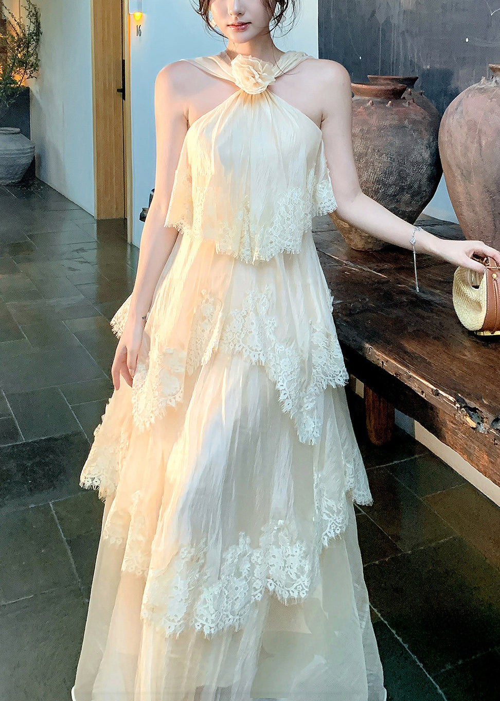 Robe Maxi Florale à Dos Nu pour Femmes 1