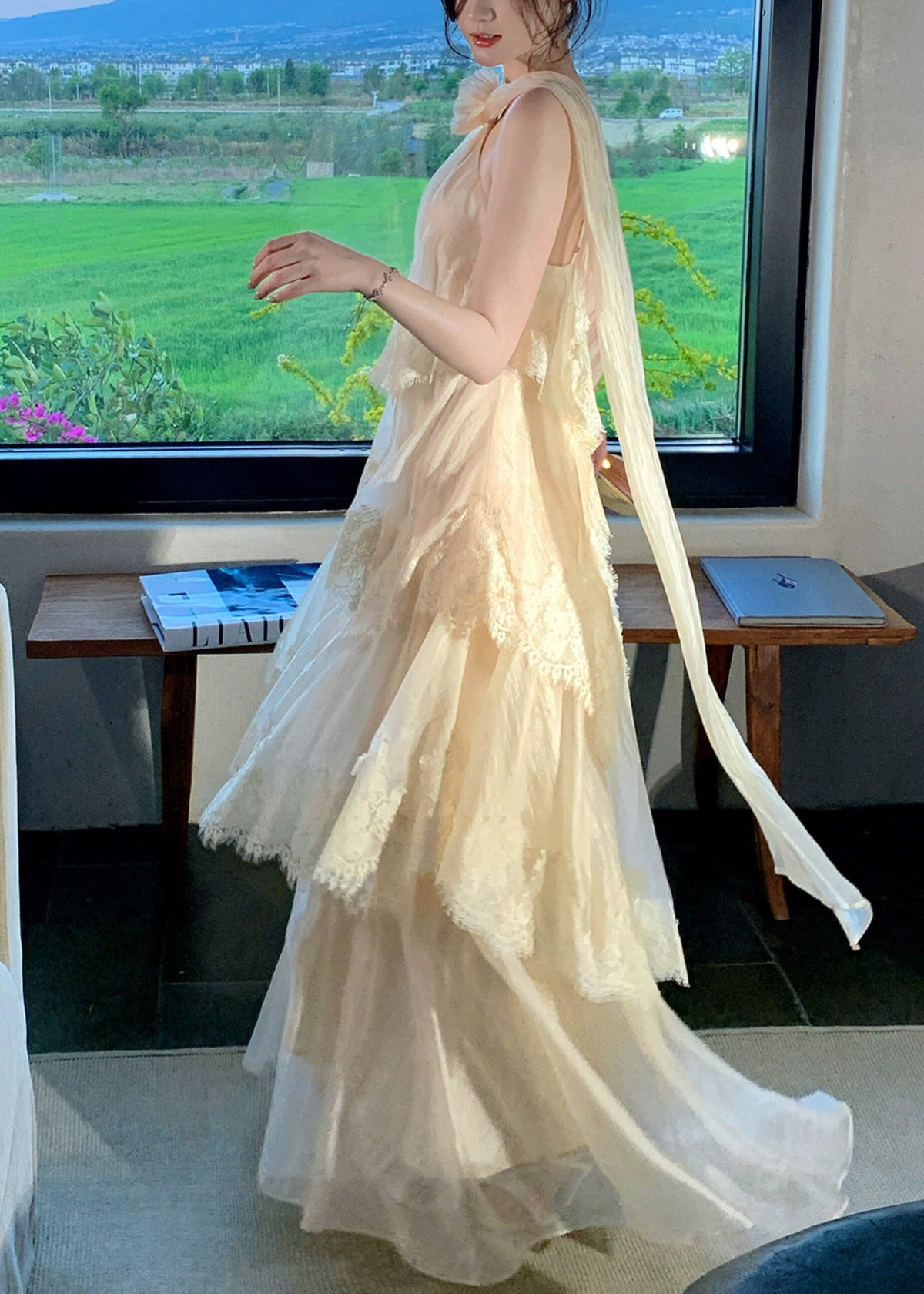 Robe Maxi Florale à Dos Nu pour Femmes 3
