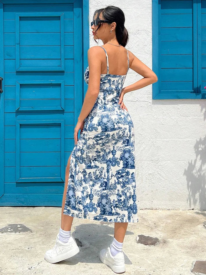 Robe Maxi Longue Portefeuille à Fente Haute 1