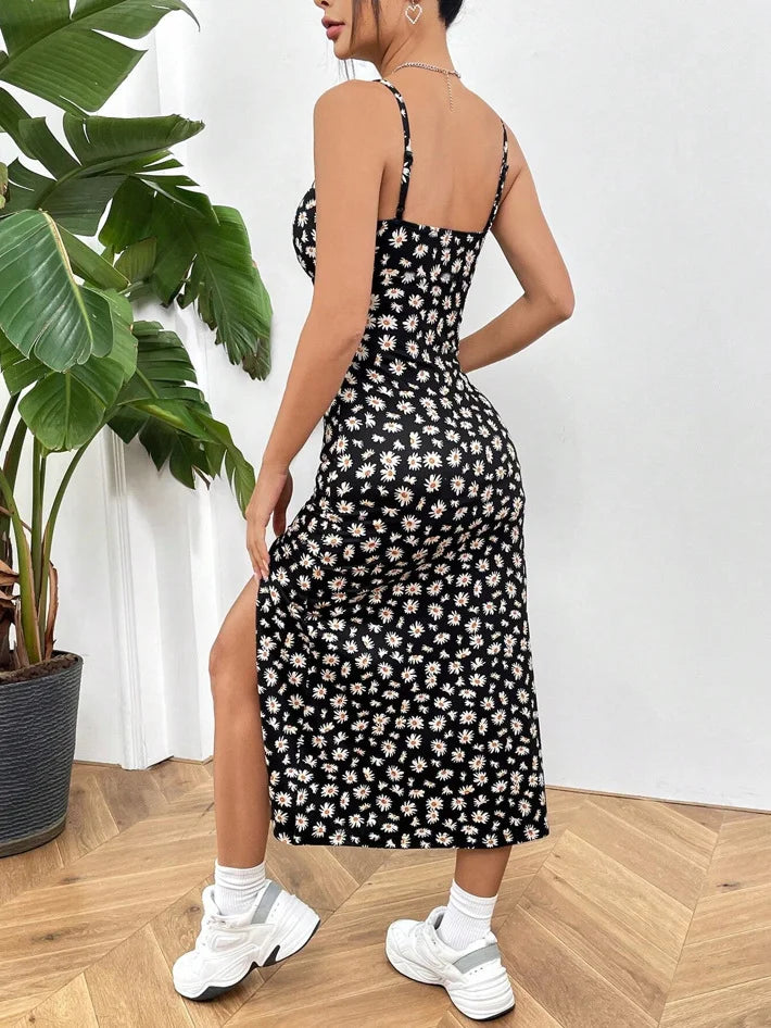 Robe Maxi Longue Portefeuille à Fente Haute 3
