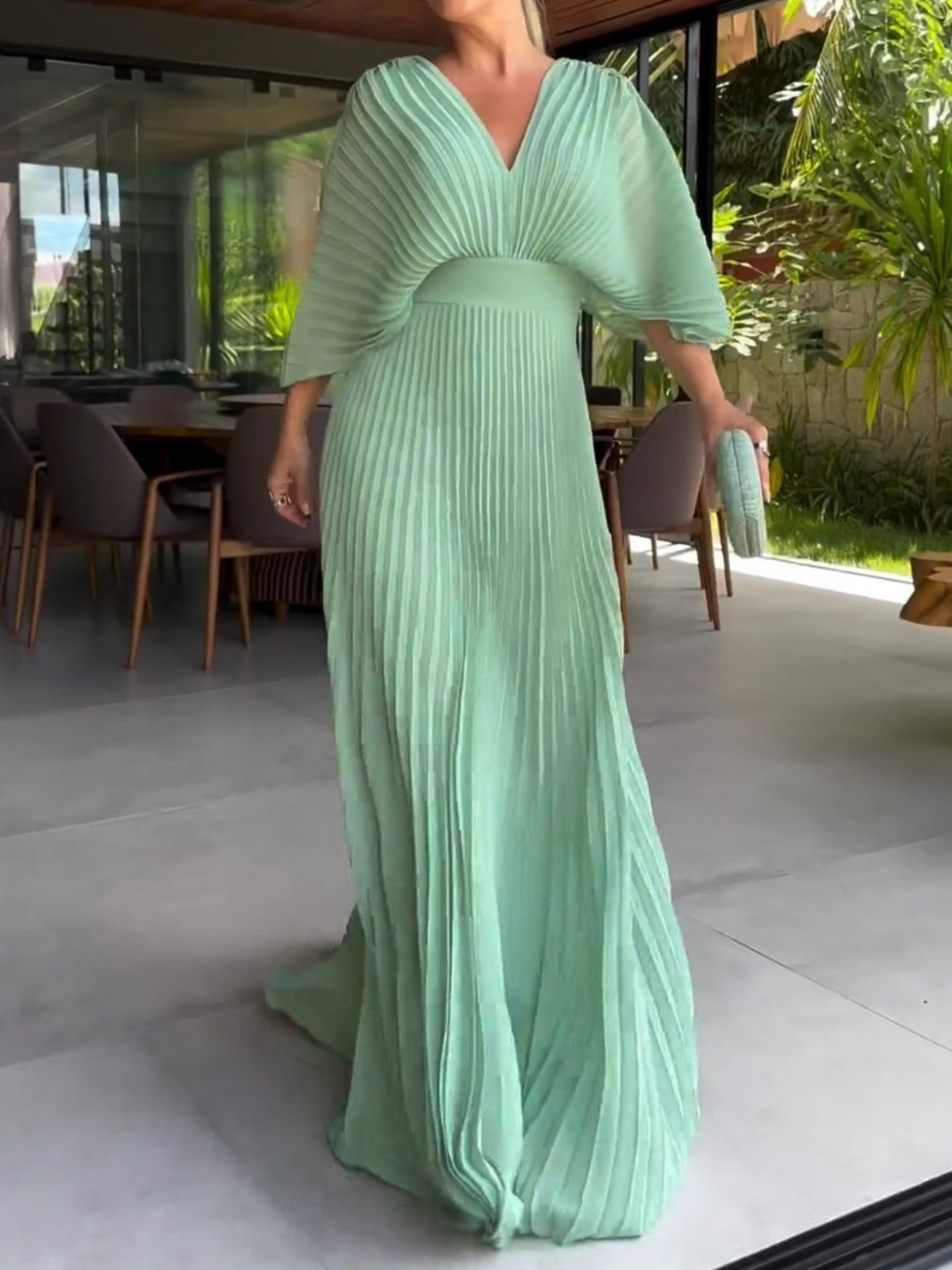 Robe Maxi Plissée Femme Chic 3