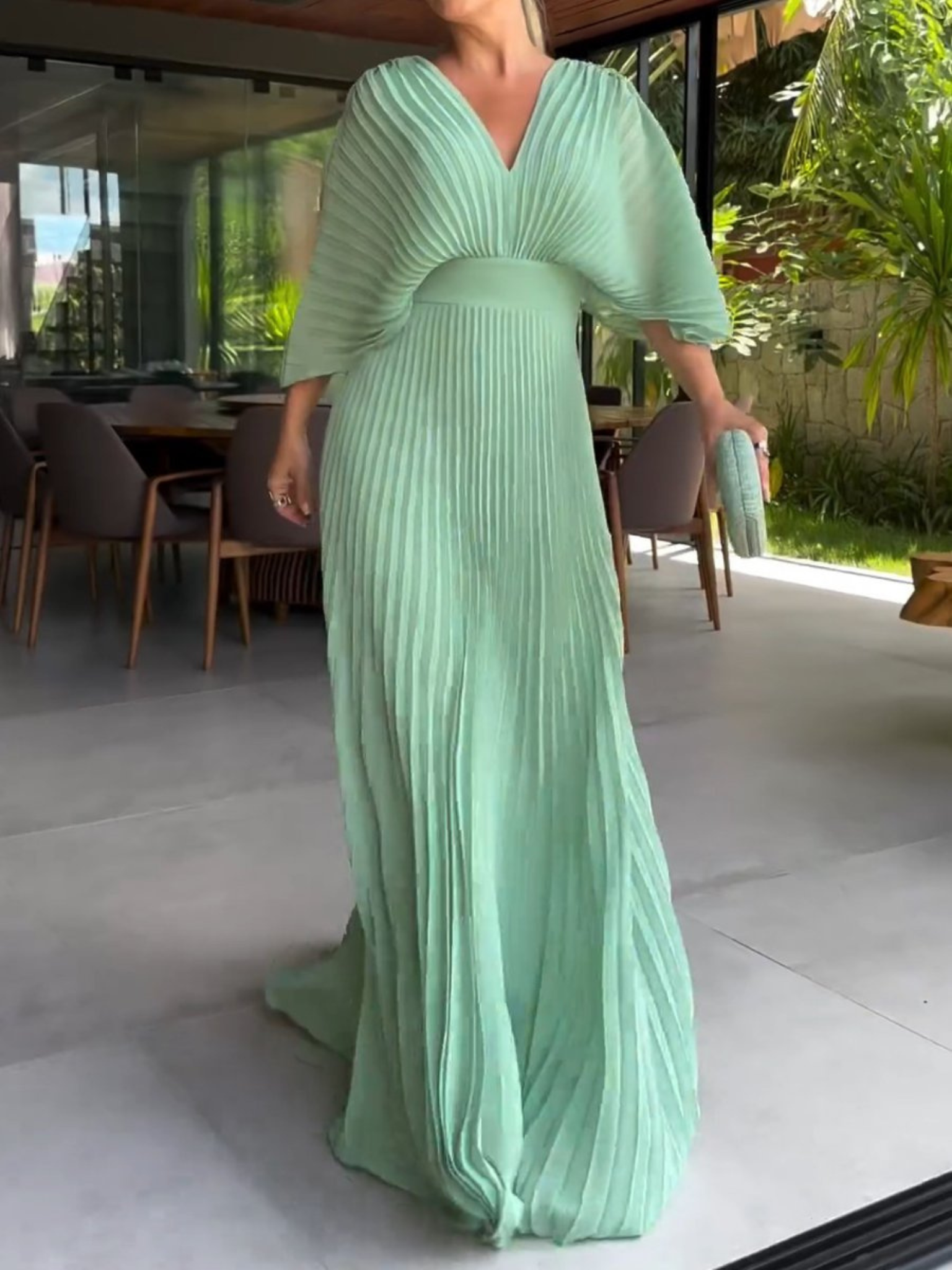 Robe Maxi Plissée Femme Chic 3