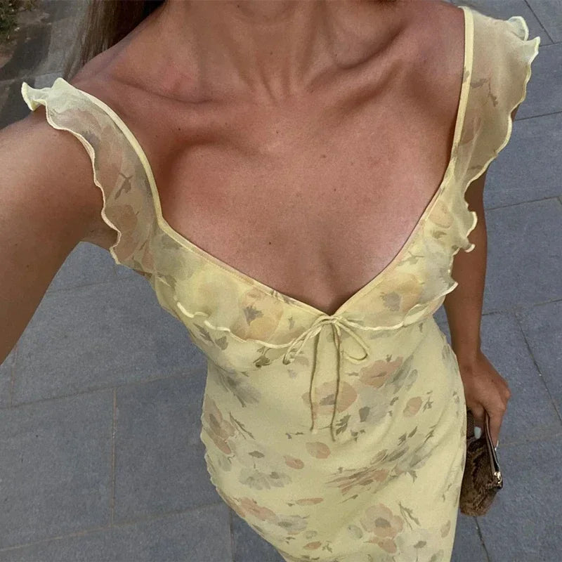 Robe Maxi Rétro à Col en V pour Femme 3
