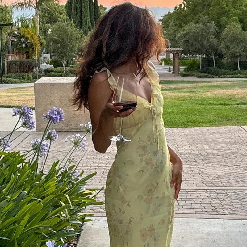 Robe Maxi Rétro à Col en V pour Femme 4