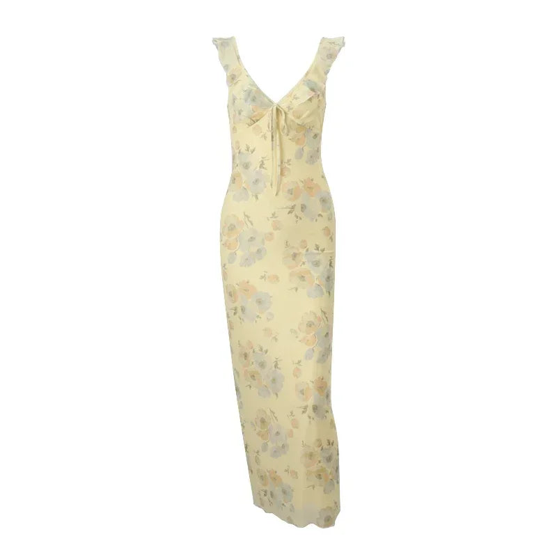 Robe Maxi Rétro à Col en V pour Femme 5