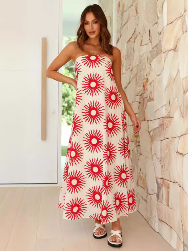 Robe Maxi Sans Manches Imprimé Tropical Femme 11