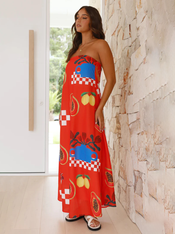 Robe Maxi Sans Manches Imprimé Tropical Femme 3